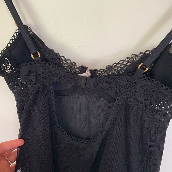 Victoria’s Secret Very Sexy black micro mesh stretch crochet lace bust camisole - Picture 10 of 13